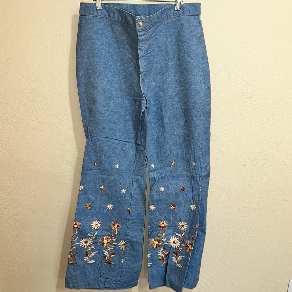 Vintage 70’s A Way of Life Embroidered Floral Denim Pants